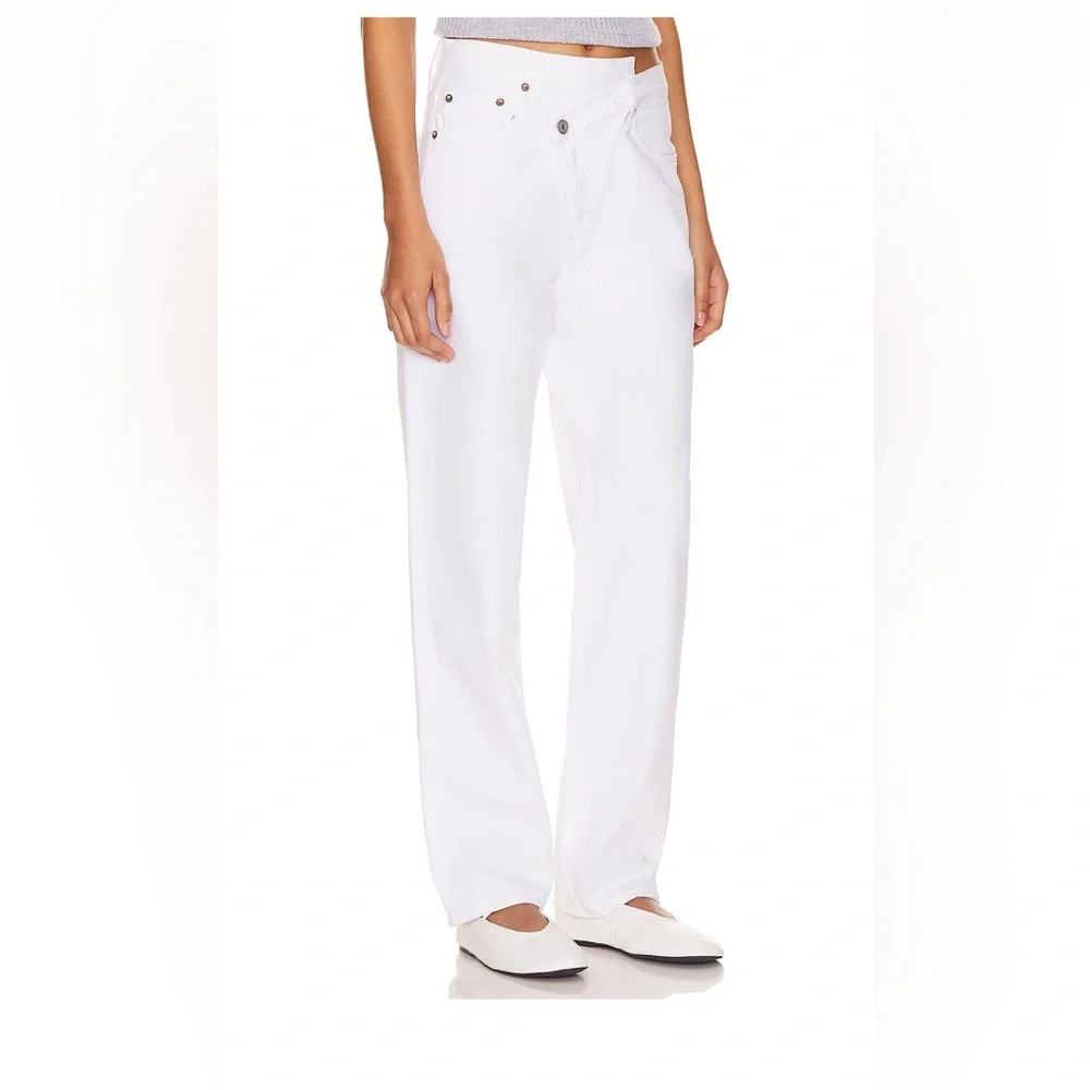 AGOLDE - high rise cross cross white denim jeans (Size 24) - Picture 3 of 6